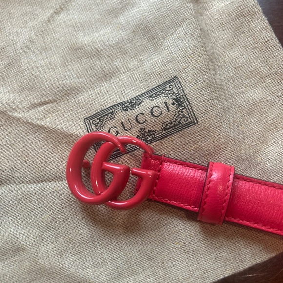 BNWT authentic Gucci Marmont GG thin bright pink belt - Picture 3 of 5